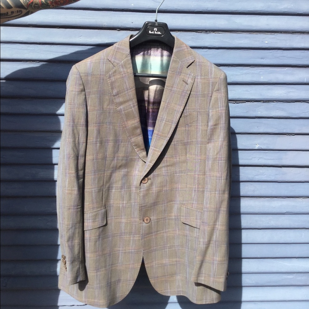 ETRO gray wool blazer with colorful silk lining